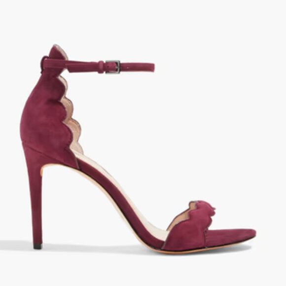 RACHEL ZOE Scalloped Suede Sandals - Picture 1 of 9